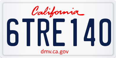 CA license plate 6TRE140