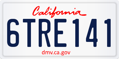 CA license plate 6TRE141