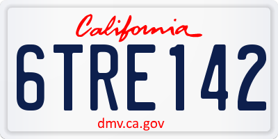 CA license plate 6TRE142