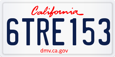CA license plate 6TRE153