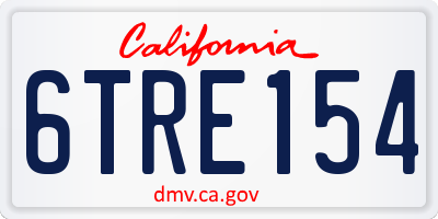 CA license plate 6TRE154