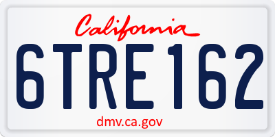 CA license plate 6TRE162