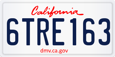 CA license plate 6TRE163