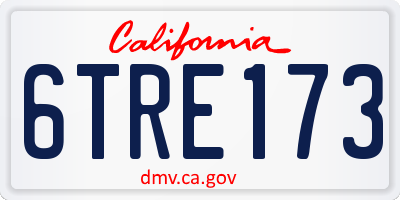 CA license plate 6TRE173