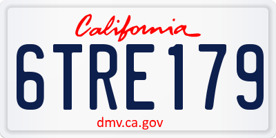 CA license plate 6TRE179