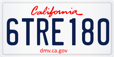 CA license plate 6TRE180