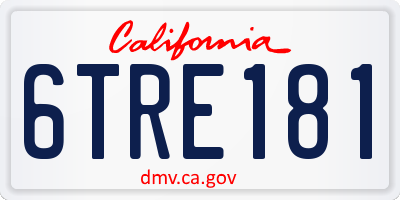 CA license plate 6TRE181