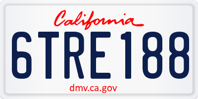CA license plate 6TRE188