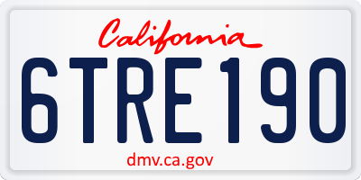 CA license plate 6TRE190