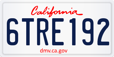 CA license plate 6TRE192