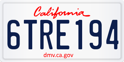 CA license plate 6TRE194