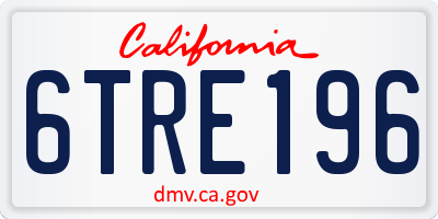 CA license plate 6TRE196