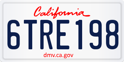 CA license plate 6TRE198