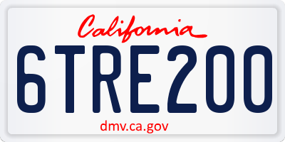 CA license plate 6TRE200