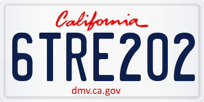 CA license plate 6TRE202