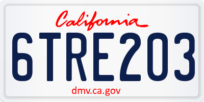 CA license plate 6TRE203