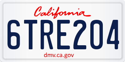 CA license plate 6TRE204