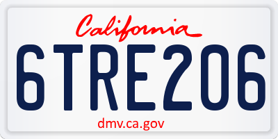 CA license plate 6TRE206