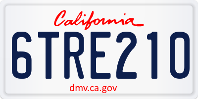 CA license plate 6TRE210