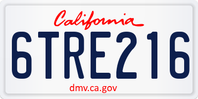 CA license plate 6TRE216