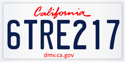 CA license plate 6TRE217