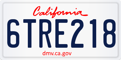 CA license plate 6TRE218