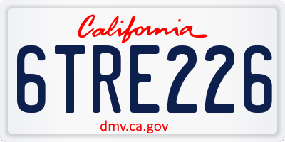 CA license plate 6TRE226