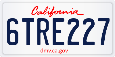 CA license plate 6TRE227