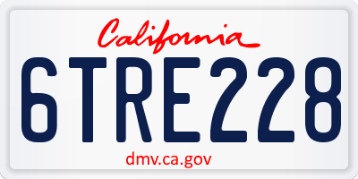 CA license plate 6TRE228