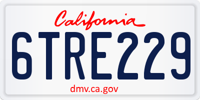 CA license plate 6TRE229