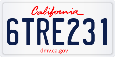 CA license plate 6TRE231