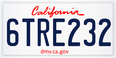 CA license plate 6TRE232