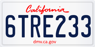 CA license plate 6TRE233