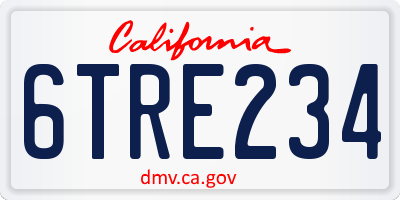 CA license plate 6TRE234