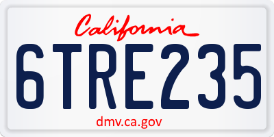 CA license plate 6TRE235