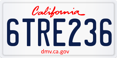 CA license plate 6TRE236