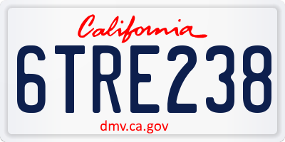 CA license plate 6TRE238