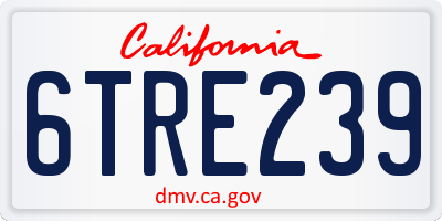 CA license plate 6TRE239