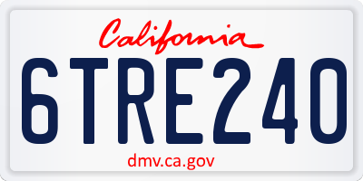 CA license plate 6TRE240