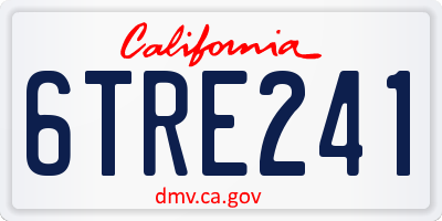CA license plate 6TRE241