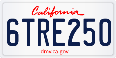 CA license plate 6TRE250