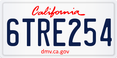 CA license plate 6TRE254