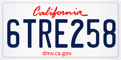 CA license plate 6TRE258