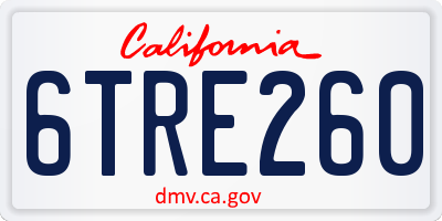 CA license plate 6TRE260