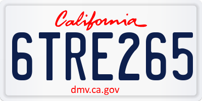 CA license plate 6TRE265