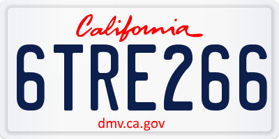 CA license plate 6TRE266