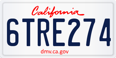 CA license plate 6TRE274