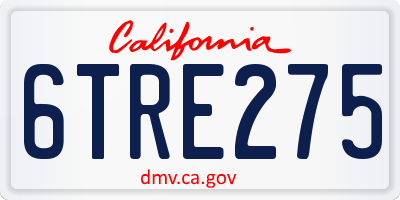 CA license plate 6TRE275