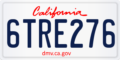 CA license plate 6TRE276