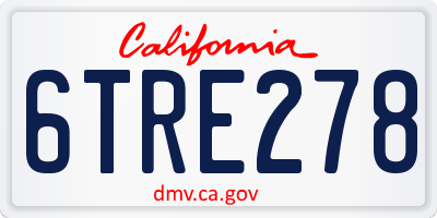 CA license plate 6TRE278